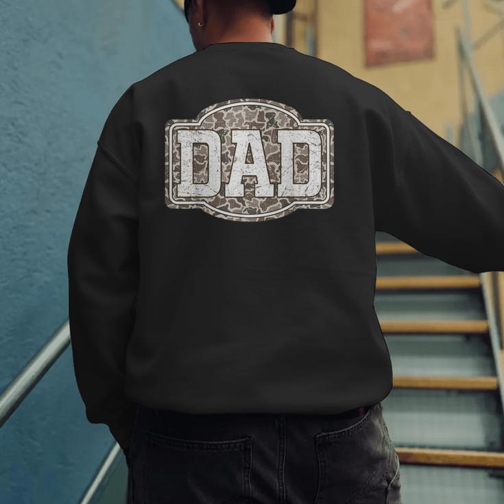 Retro Old Camo Dad Camouflage Hunting Season Father's Day Men's Sweatshirt Back Print