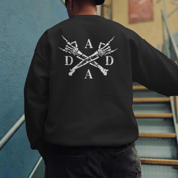 Retro Pocket Dada Daddy Papa Fathers Day Skeleton Men's Sweatshirt Back Print