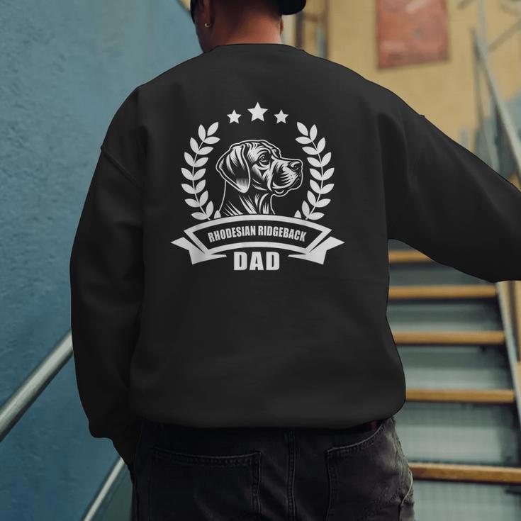 Rhodesian Ridgeback Dad With Banner And Ear Wreath Men's Sweatshirt Back Print