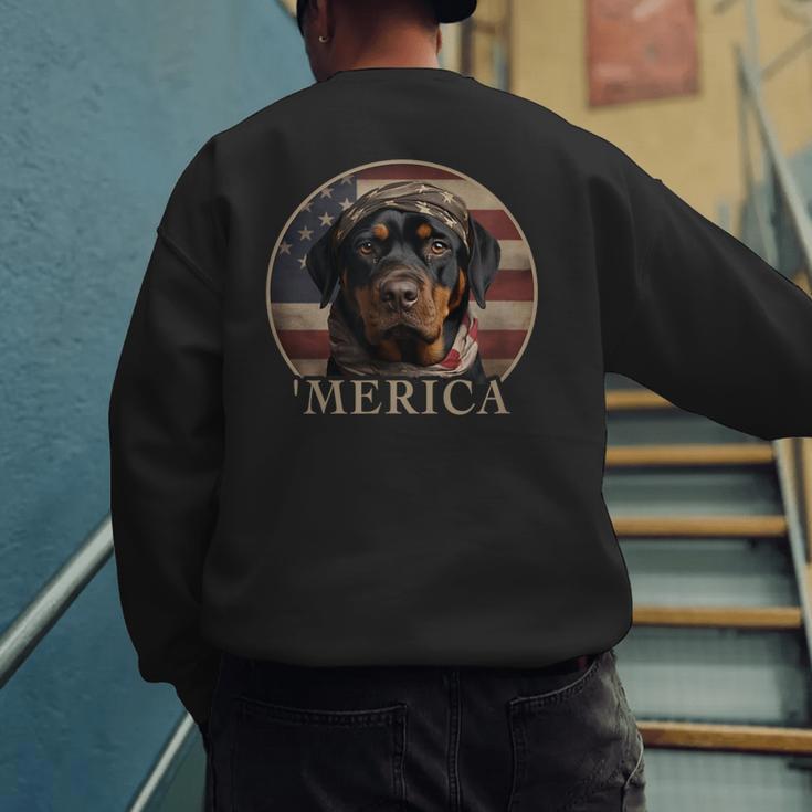Rottie Dog Mom Dad 'Merica Rottweiler Men's Sweatshirt Back Print Rottie Dog Mom Dad 'Merica Rottweiler Men's Sweatshirt Back Print