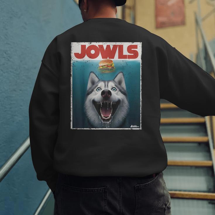 Siberian Husky Jowls Sled Dog Mom Top Alaskan Dog Dad Men's Sweatshirt Back Print