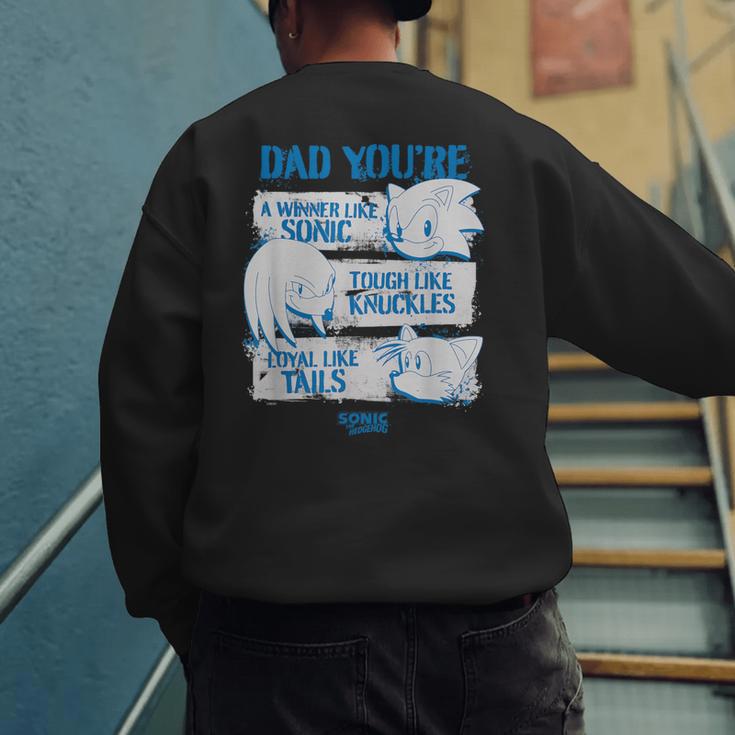 Sonic The Hedgehog Father's Day Dad Qualities Distressed Men's Sweatshirt Back Print