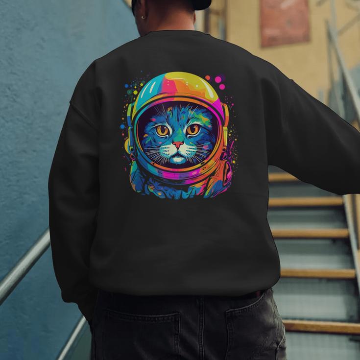 Space Cat Mom Cat Dad Men Women Kids Astronaut Space Men's Sweatshirt Back Print