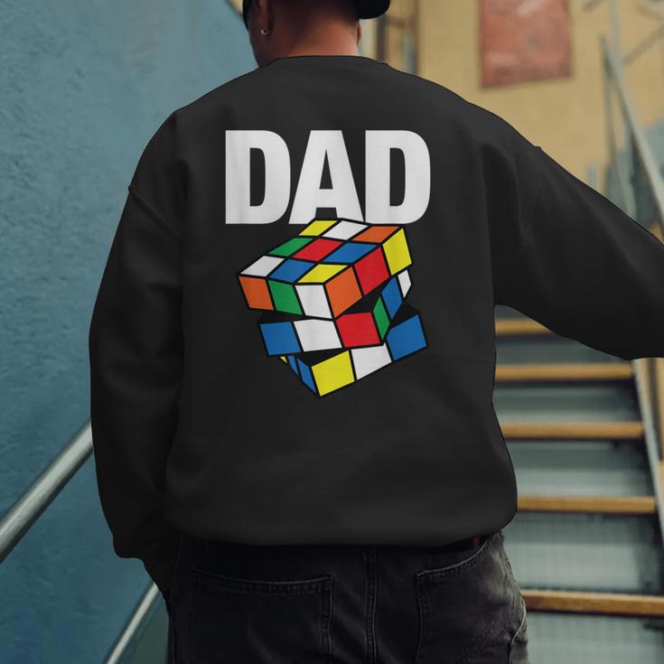 Speed Cubing Dad Puzzle Cuber Cube Kids Men's Sweatshirt Back Print