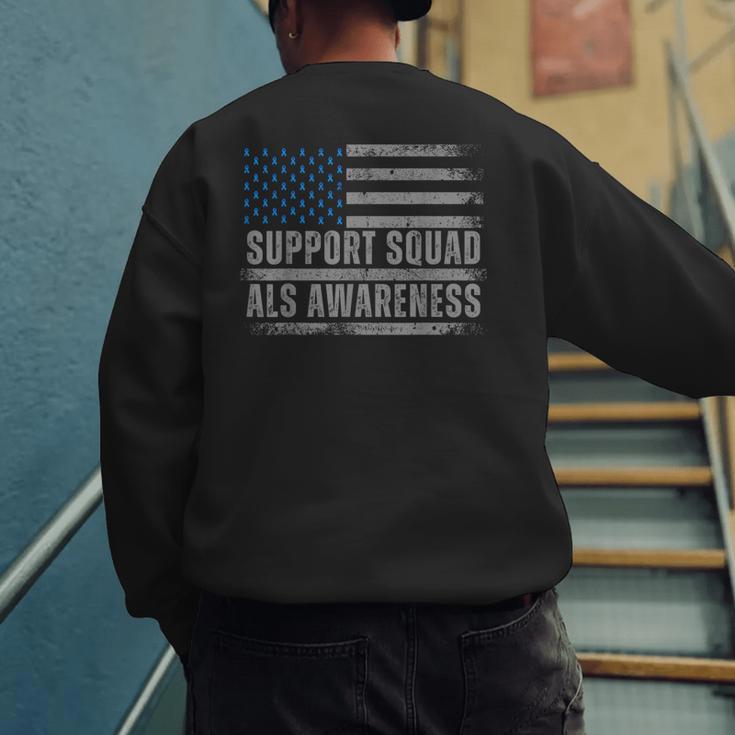 Support ALS Awareness Month USA American Flag Men Dad Men's Sweatshirt Back Print