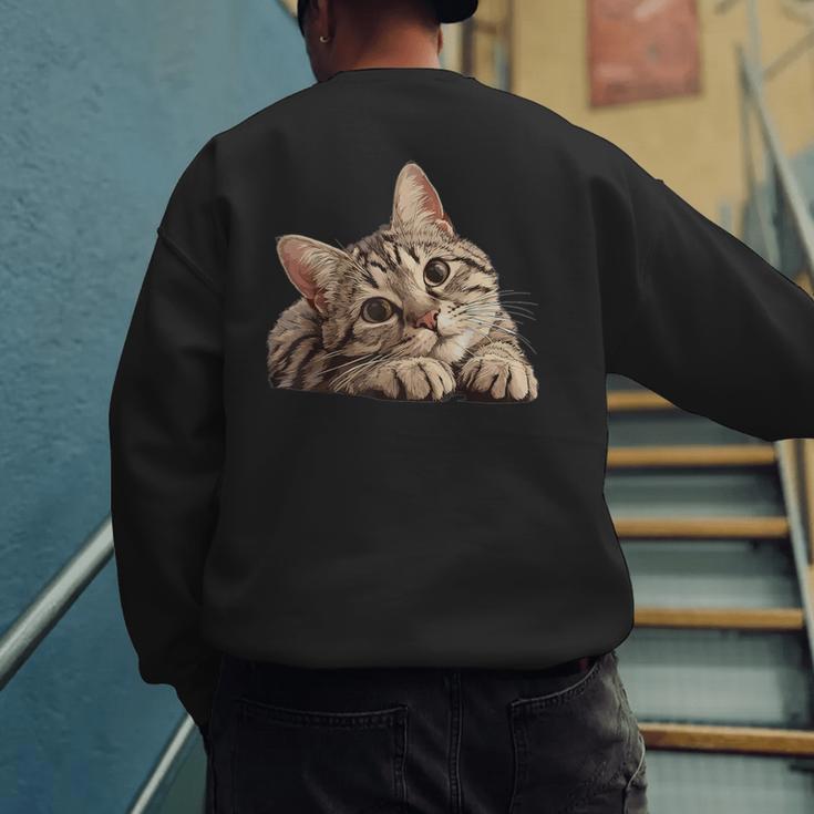 Tabby Cat Mom Dad Pet Shop Tabby Cats Kitten Tabby Cat Men's Sweatshirt Back Print