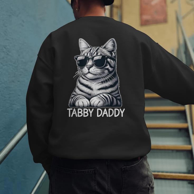 Tabby Daddy Cat Dad Graphic Grey Tabby Cat Lover Men's Sweatshirt Back Print