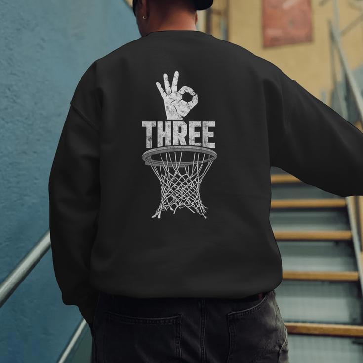 Three Points Throw Basketball Player Fan Dad Joke Tee Men's Sweatshirt Back Print Three Points Throw Basketball Player Fan Dad Joke Tee Men's Sweatshirt Back Print
