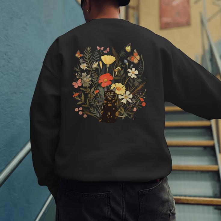 Tortie Cat Owner Flowers Tortie Cat Mom Tortie Cat Dad For Men Women Kids Men's Sweatshirt Back Print