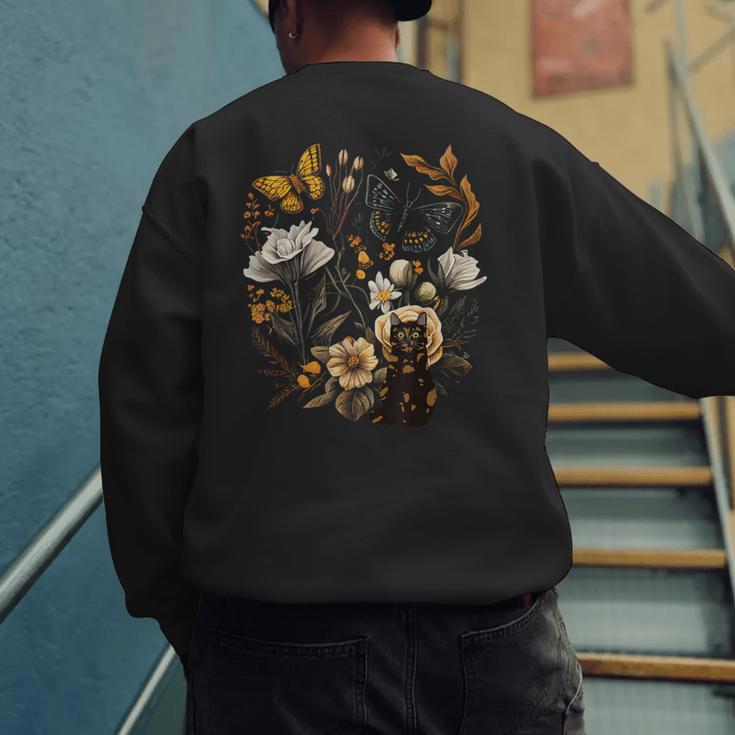 Tortie Cat Owner Flowers Tortie Cat Mom Tortie Cat Dad Men's Sweatshirt Back Print