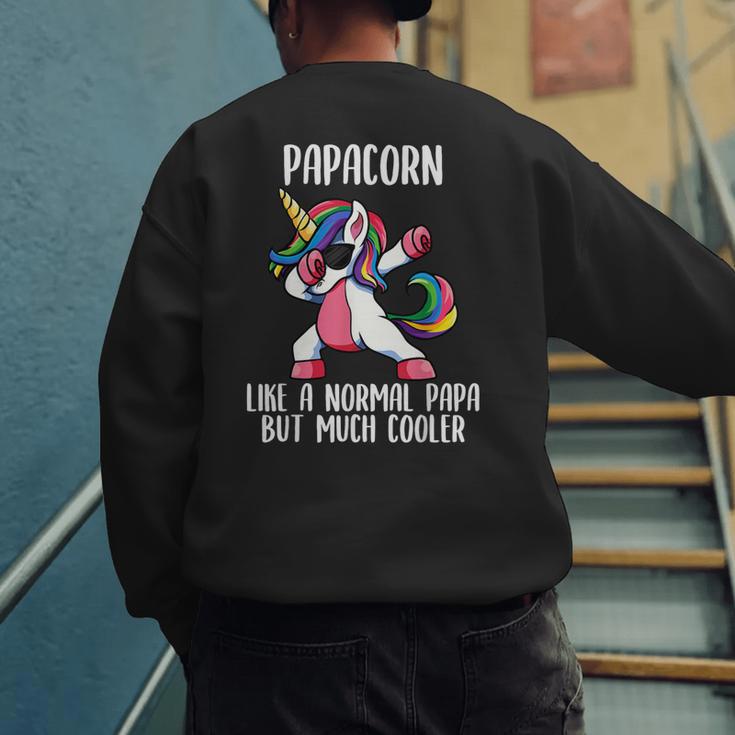Unicorn Dad Girl Birthday Party Clothing Papacorn Men's Sweatshirt Back Print