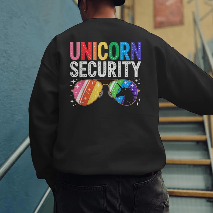 Unicorn Security Birthday Family Halloween Costume Mom Dad Men's Sweatshirt Back Print