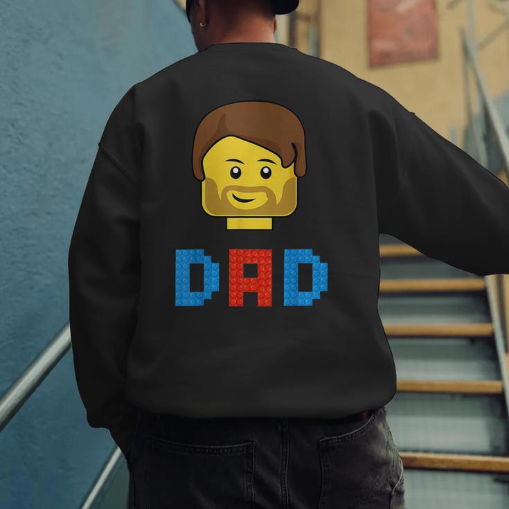 Unique Family Dad Master Builder Building Bricks Blocks Men's Sweatshirt Back Print