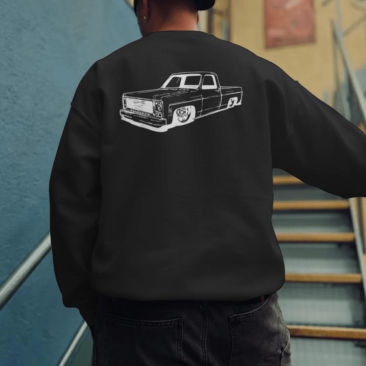 Vintage 73-87 Mini C10 Truck Slammed Graphic Dad Gag Father Men's Sweatshirt Back Print