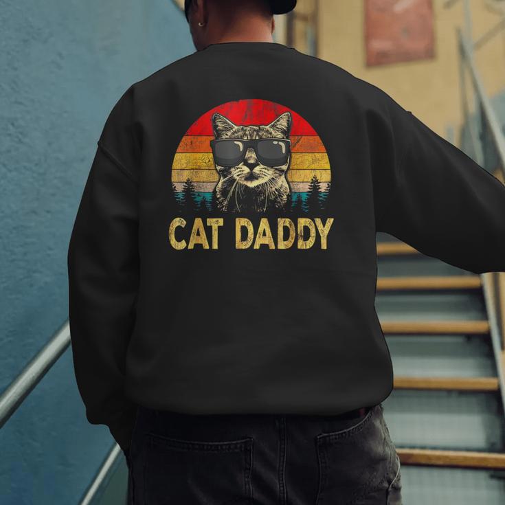 Vintage Cat Daddy Cat Lover Cat Dad Fathers Men's Sweatshirt Back Print