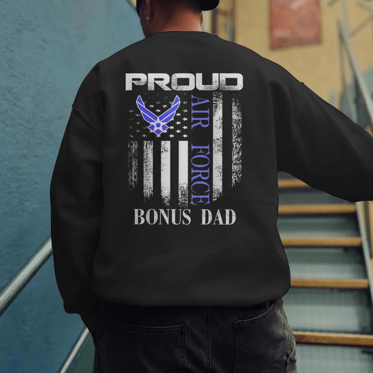 Vintage Proud Air Force Bonus Dad With American Flag Men's Sweatshirt Back Print