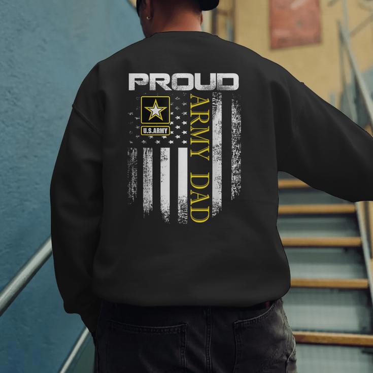 Vintage Proud Army Dad With American Flag Men's Sweatshirt Back Print
