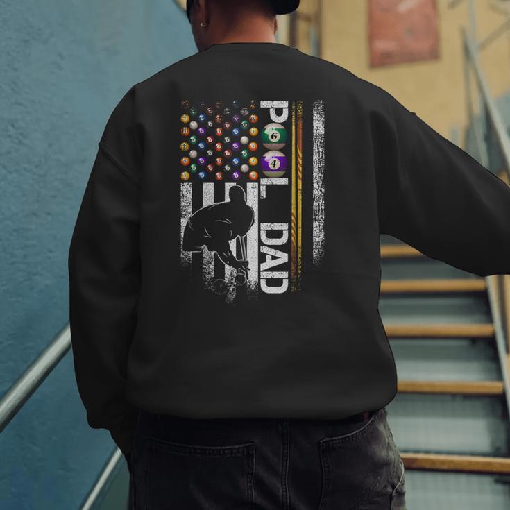 Vintage USA Flag Billiards Player Proud Pool Dad Men's Sweatshirt Back Print