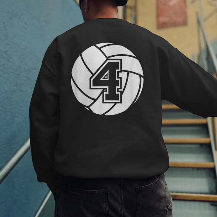 Volleyball Player 4 Volleyball Mom Dad Jersey Number 4 Men's Sweatshirt Back Print