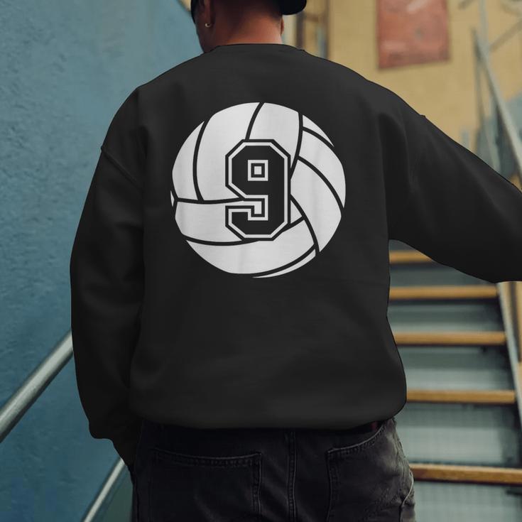 Volleyball Player 9 Volleyball Mom Dad Jersey Number 9 Men's Sweatshirt Back Print