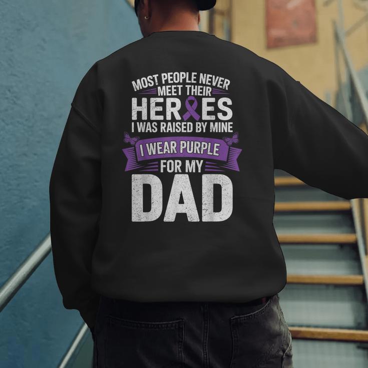 I Wear Purple For My Dad Pancreatic Cancer Support Men's Sweatshirt Back Print