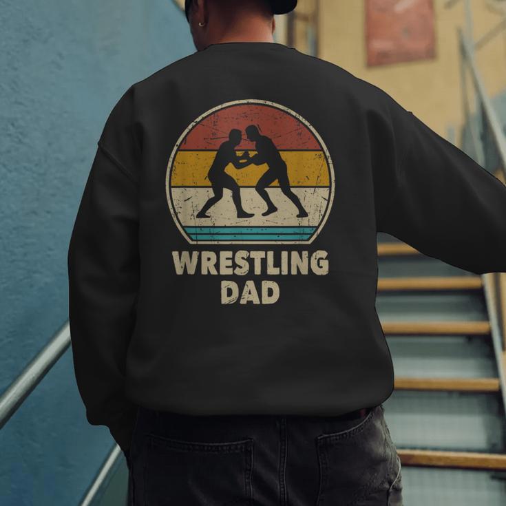 Wrestling Dad Vintage Wrestling Retro Wrestling Lover Men's Sweatshirt Back Print