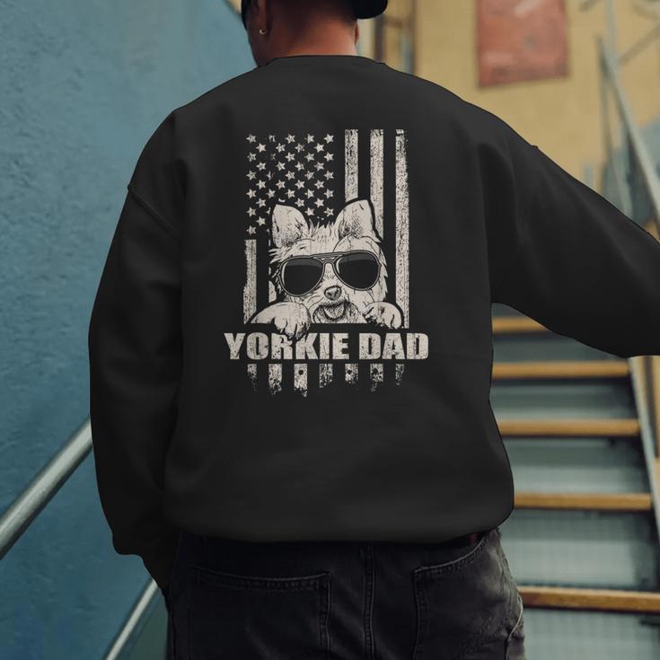 Yorkie Dad Cool Vintage Retro Proud American Men's Sweatshirt Back Print