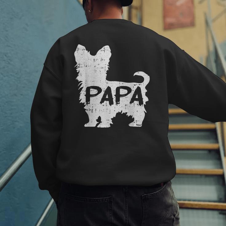 Yorkshire Terrier Papa Dog Puppy Doggie Pet Lover Yorkie Dad Men's Sweatshirt Back Print
