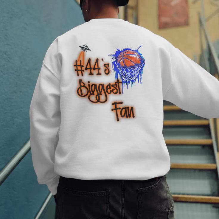 44 Biggest Fan Of Basketball Player Number 44 Dad Mom Men's Sweatshirt Back Print