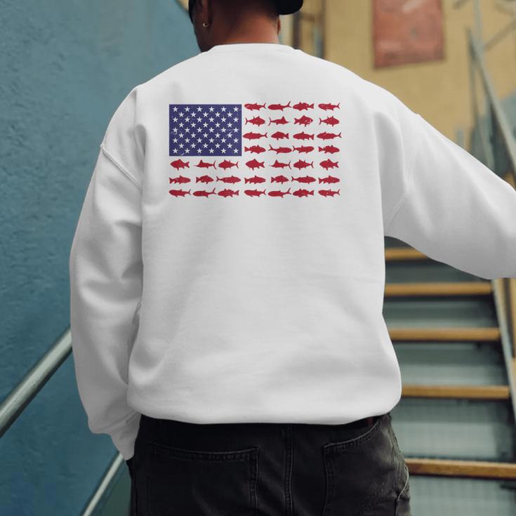 American Flag Fishing-Shirt Men Kids Bass Fish Dad Patriotic Men's Sweatshirt Back Print