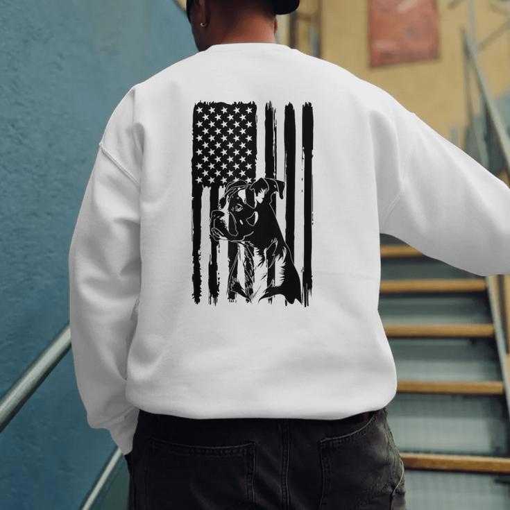 American Flag USA Patriot Boxer Dog Dad Men's Sweatshirt Back Print American Flag USA Patriot Boxer Dog Dad Men's Sweatshirt Back Print