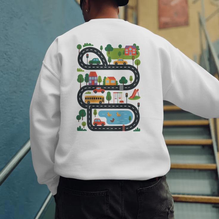 On Back Tired Dads Club Car Race Track On Dad Daddy Men's Sweatshirt Back Print