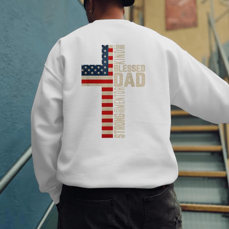 Blessed Dad Christian From Daughter Son Jesus Patriotic Men's Sweatshirt Back Print