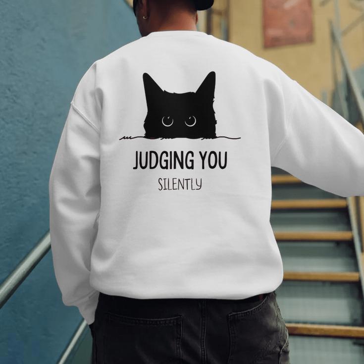 Cat Judging You Silently Cat Mom Dad Premium Tri-Blend Men's Sweatshirt Back Print