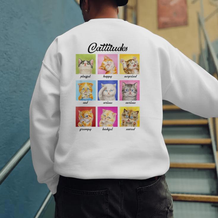 Cat Lover Cat Mom Cat Dad Crazy Cat Lady Cattitudes Men's Sweatshirt Back Print