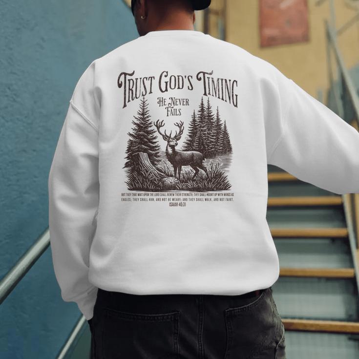 Christian Jesus Bible Verse Deer Elk Buck Hunting Dad Hunter Men's Sweatshirt Back Print