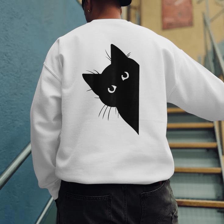 Curious Cat Peeking Sneaky Cat Cat Mom Cat Dad Men's Sweatshirt Back Print Curious Cat Peeking Sneaky Cat Cat Mom Cat Dad Men's Sweatshirt Back Print