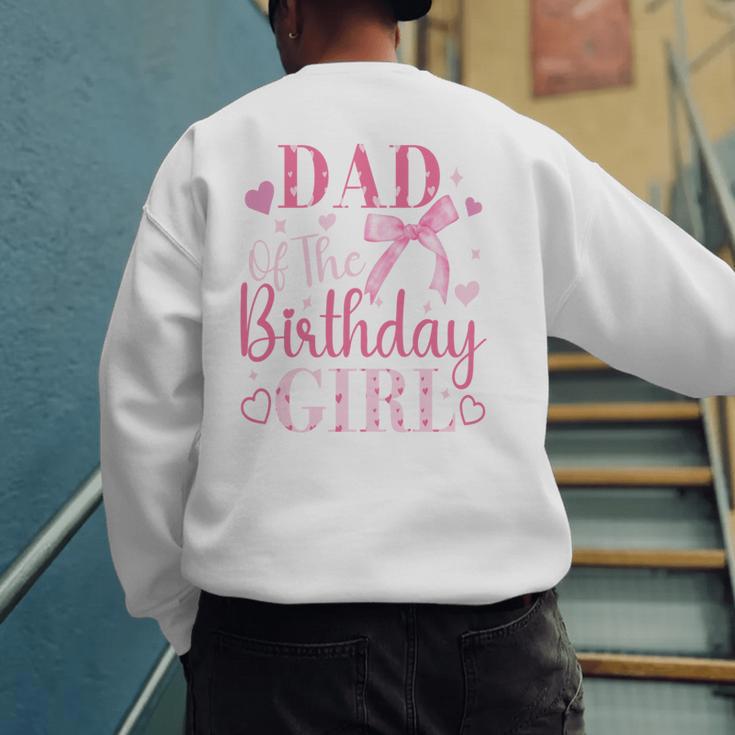 Dad Of The Birthday Girl Bow Cute Pink Matching Family Party Men's Sweatshirt Back Print