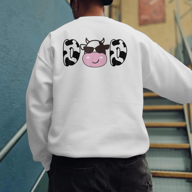 Dad Of The Birthday Girl Cow Daddy Papa Bday Matching Men's Sweatshirt Back Print
