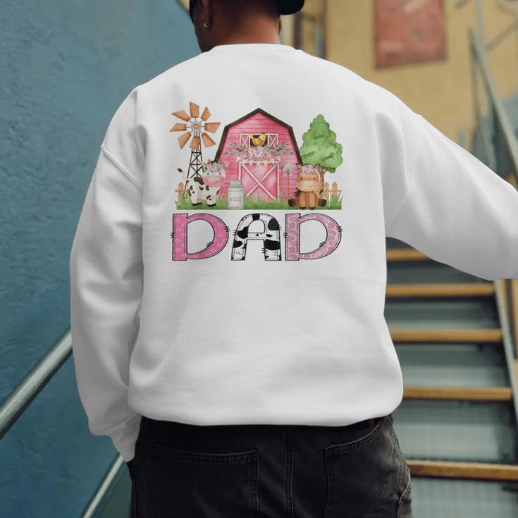 Dad Pink Farm Animal Birthday Kids Matching Family Men's Sweatshirt Back Print