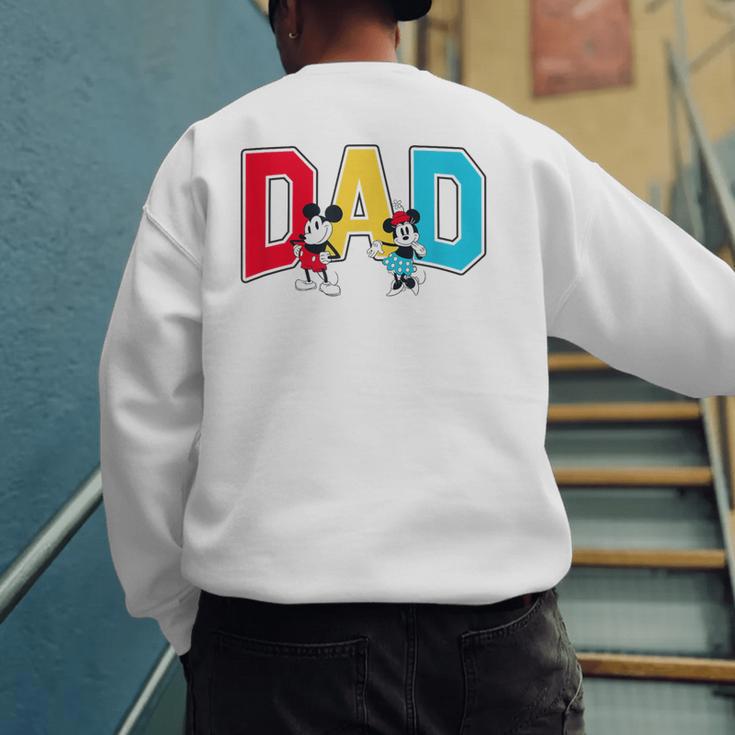 Disney Mickey And Friends Mickey Minnie Dad Collegiate Logo Men's Sweatshirt Back Print Disney Mickey And Friends Mickey Minnie Dad Collegiate Logo Men's Sweatshirt Back Print
