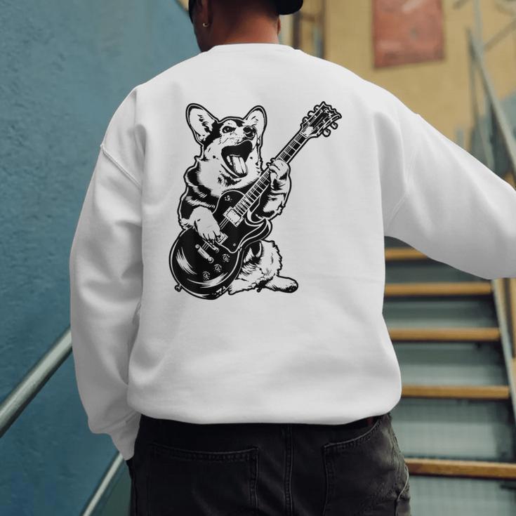 Dog Guitarist Guitar Pembroke Welsh Corgi Dad Mom Men's Sweatshirt Back Print