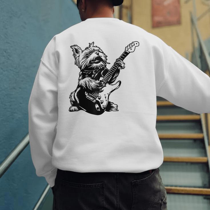 Dog Guitarist Guitar Yorkie Dad Mom For Men Women Men's Sweatshirt Back Print