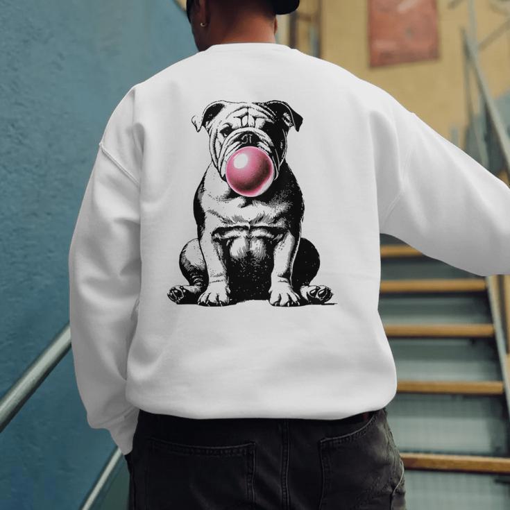 English Bulldog Bubble Gum Vintage Dog Mom Pet Dad Men's Sweatshirt Back Print