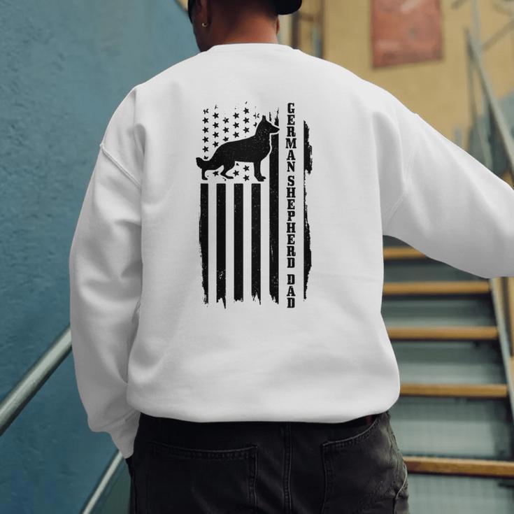 German Shepherd Dad Vintage Flag Patriotic Dog Men's Sweatshirt Back Print