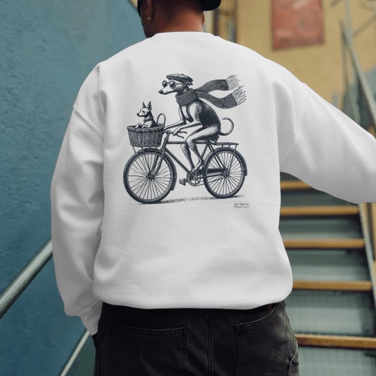 Italian Greyhound Whippet Bicycle Cycling Dog Mom Iggy Dad Men's Sweatshirt Back Print