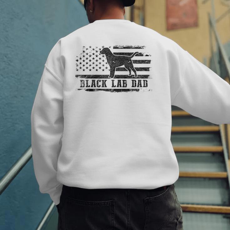 Lab Dad Distressed American Flag Patriotic Dog Men's Sweatshirt Back Print