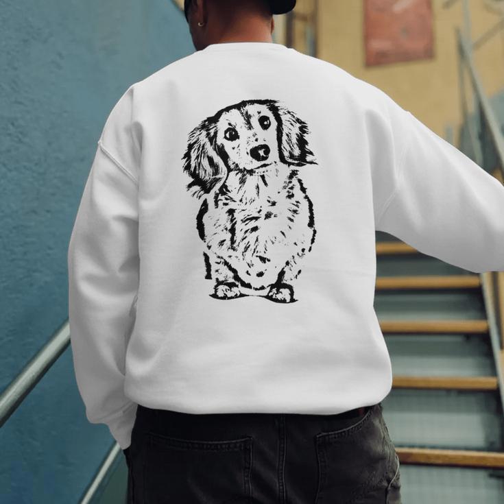 Long Hair Dachshund Lover Doxie Mom Dad Cute Wiener Dog Small Men's Sweatshirt Back Print