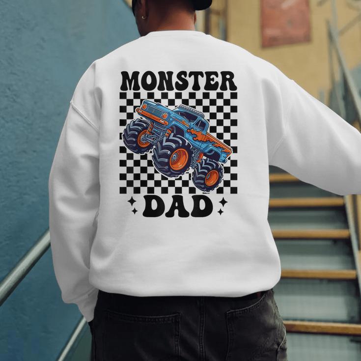 Monster Truck Dad Family Matching Monster Trucks Birthday Men's Sweatshirt Back Print