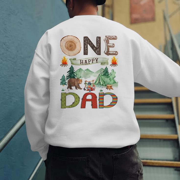One Happy Dad Camper 1st Birthday Boy Camping Bear Men's Sweatshirt Back Print One Happy Dad Camper 1st Birthday Boy Camping Bear Men's Sweatshirt Back Print